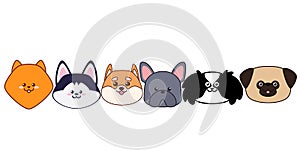 Set of cute dogs. Print for poster or t-shirt. Vector illustration