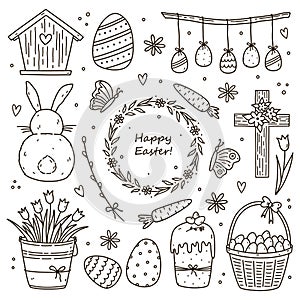 Set of cute Easter doodles