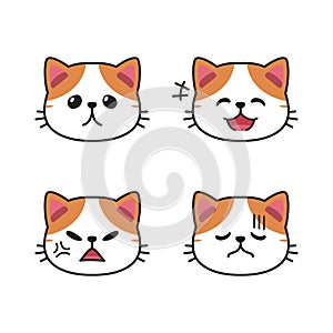 Set of cute exotic shorthair cat faces showing different emotions