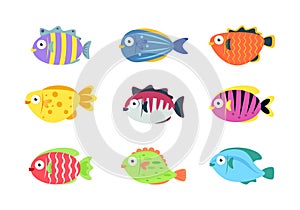 Set of cute fish cartoon