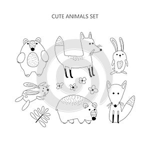 Set of cute forest animals