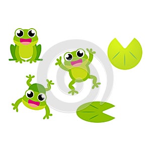 Set of Cute Frog cartoon characters