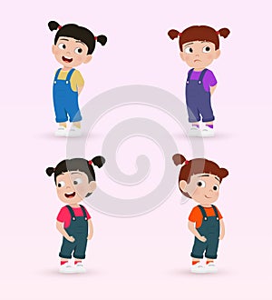 Set of Cute Girl with different expressions.