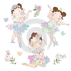 Set of cute girls ballerinas. Vector illudtration photo