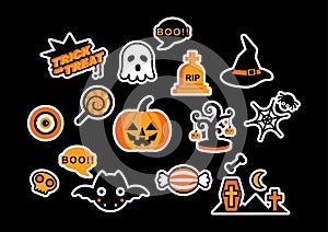 Set of Cute Halloween Logo Icon Design Elements Vector
