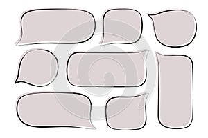 Set of cute hand drawn speech bubbles. Vector illustration