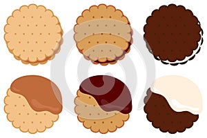 Cute illustration set of chocolate biscuits
