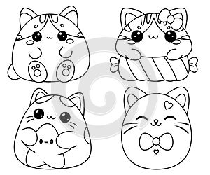 Set of Cute Kitty Squishmallow Coloring Page