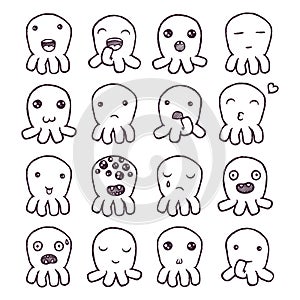 Set of cute little monsters emoticons.