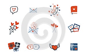 Set of cute love icon. Romance icon collection. Valentine's day element