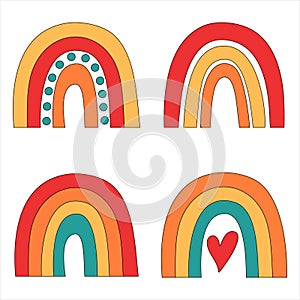 Set of cute minimalist scandinavian rainbows