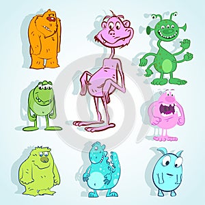 Set of cute monster in doodle style