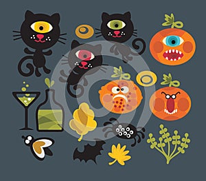 Set of cute monsters for Halloween.