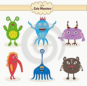Set of cute monsters
