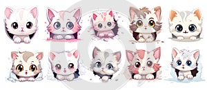 set of cute peekaboo baby cats, Clipart Sticker, Illustration, png, generated ai photo