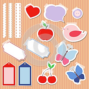 Set of cute scrapbook elements