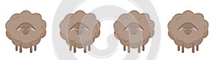 Set of cute sheep with different emotions. Vector illustration of a lamb for a nursery with animals. Isolated elements