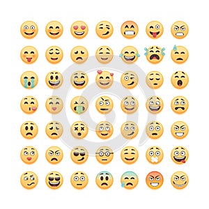 Set of cute smiley emoticons, emoji