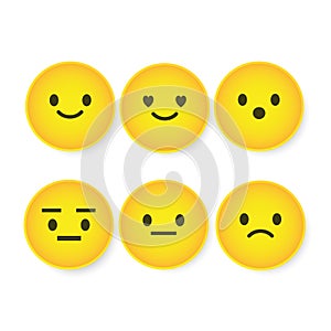 Set of cute smiley emoticons, emoji flat design, vector illustration