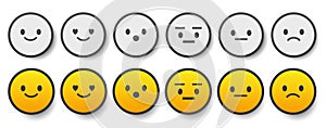 Set of cute smiley emoticons, emoji flat design, vector illustration