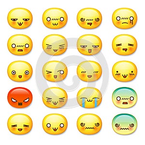 Set of cute smiley emoticons, emoji