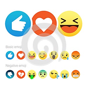 Set of cute smiley emoticons, flat design
