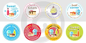 Set of cute sweet bakery badge label and logo for sticker