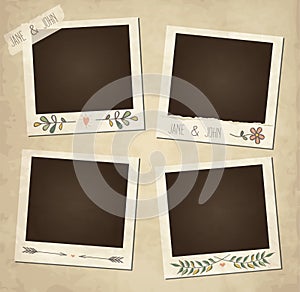 Set of cute vector retro floral photo frames