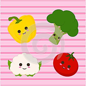 Set with cute vegetables and lines photo
