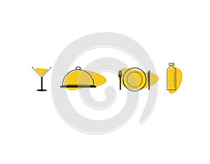 Set Cutlery Flat Icon on vector illustration