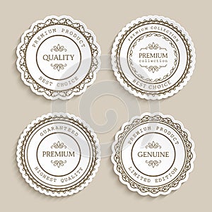 Set of cutout paper labels with ornamental border
