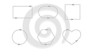 Set of cutting lines of different shapes. A field for cutting with scissors along the line. Cut out the coupon