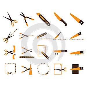 set of cutting tools. Vector illustration decorative design