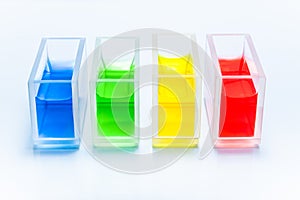 Set of cuvettes with color liquid