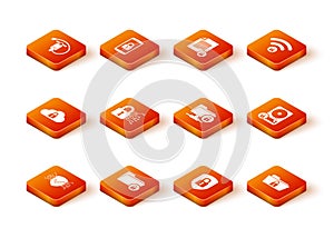 Set Cyber security, Folder and lock, Cloud computing, , Shield with and FTP folder icon. Vector