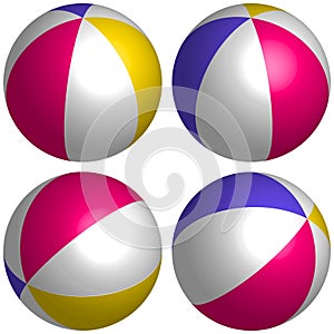 Set 3D beach ball isometric