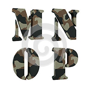 3D camouflage alphabet - letters M-P photo