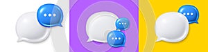 Set of 3d chat speech bubble icons. Speak bubble text, chatting box, dialog icon. 3d group chat with ellipsis. Vector photo