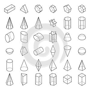 Set of 3D geometric shapes.