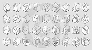 Set of 3D geometric shapes cube designs