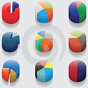 Set of 3D pie charts. business items without numbers