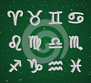 Set of 3D zodiac symbols