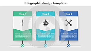 Set Dagger, Ancient amphorae and Crossed human bones. Business infographic template. Vector