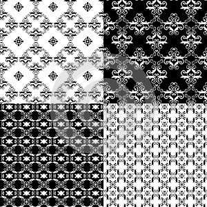 Set of Damask seamless floral pattern