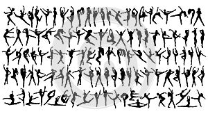 Set Dancer woman silhouettes vector illustration black and white