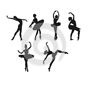 A set of dancing ballerinas in ballet tutus