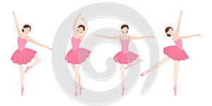 Set of dancing elegant ballerinas on white background, vector illustration