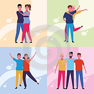 Set of dancing people avatar