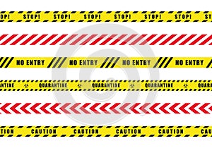 Set of danger caution seamless tapes.Vector illustration