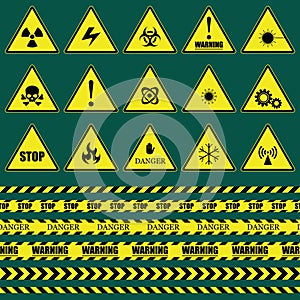 A set of danger icons.Danger Signs.Vector Illustration